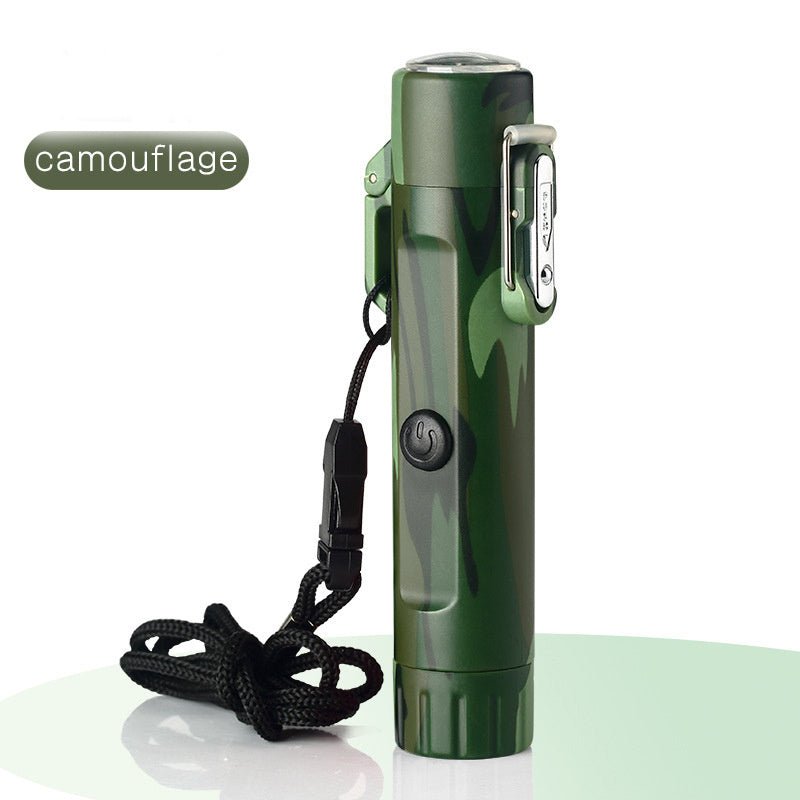 Outdoor Travel Compass Rechargeable Lighter Tube Waterproof Lighter Usb Pulse Lighter - SpanMarket