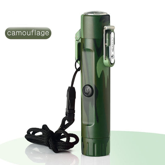 Outdoor Travel Compass Rechargeable Lighter Tube Waterproof Lighter Usb Pulse Lighter - SpanMarket